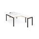 Adapt back to back desks 1400mm x 1600mm with 800mm return desks - black frame, white top with oak edge