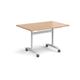 Rectangular deluxe fliptop meeting table with white frame 1200mm x 800mm - beech