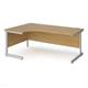Contract 25 left hand ergonomic desk with silver cantilever leg 1800mm - oak top