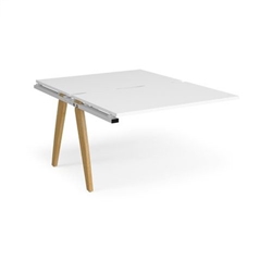 Fuze add on units back to back 1200mm x 1600mm with oak legs - white underframe, white top