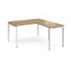 Adapt desk 1400mm x 800mm with 800mm return desk - white frame, oak top