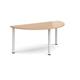 Semi circular white radial leg meeting table 1600mm x 800mm - beech