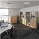 Duo combination unit with glass upper doors 1790mm high with 4 shelves - white with grey oak lower doors