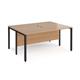 Maestro 25 back to back straight desks 1600mm x 1200mm - black bench leg frame, beech top