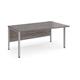 Maestro 25 right hand wave desk 1600mm wide - silver bench leg frame, grey oak top
