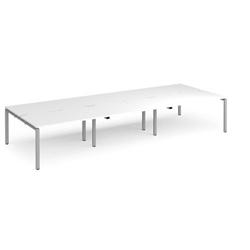 Adapt triple back to back desks 4200mm x 1600mm - silver frame, white top