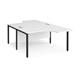 Maestro 25 back to back ergonomic desks 1400mm deep - black bench leg frame, white top