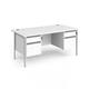 Contract 25 straight desk with 2 and 2 drawer pedestals and silver H-Frame leg 1600mm x 800mm - white top