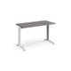 TR10 straight desk 1200mm x 600mm - white frame, grey oak top