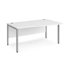 Maestro 25 right hand wave desk 1600mm wide - silver bench leg frame, white top