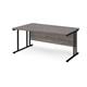 Maestro 25 left hand wave desk 1600mm wide - black cantilever leg frame, grey oak top