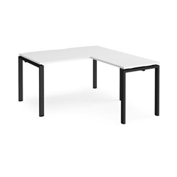 Adapt desk 1400mm x 800mm with 800mm return desk - black frame, white top