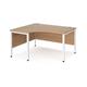 Maestro 25 left hand ergonomic desk 1400mm wide - white bench leg frame, beech top