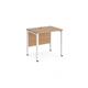 Maestro 25 straight desk 800mm x 600mm - white bench leg frame, beech top