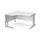 Maestro 25 left hand ergonomic desk 1400mm wide - silver cantilever leg frame, white top