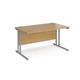 Maestro 25 straight desk 1400mm x 800mm - silver cantilever leg frame, oak top