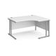 Maestro 25 right hand ergonomic desk 1400mm wide - silver cantilever leg frame, white top