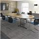 Rectangular folding leg table with chrome legs and straight foot rails 1400mm x 800mm - grey oak
