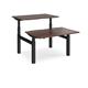 Elev8 Touch sit-stand back-to-back desks 1200mm x 1650mm - black frame, walnut top