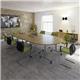 Rectangular fliptop meeting table with silver frame 1600mm x 800mm - oak