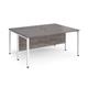 Maestro 25 back to back straight desks 1600mm x 1200mm - white bench leg frame, grey oak top