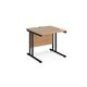 Maestro 25 straight desk 800mm x 800mm - black cantilever leg frame, beech top