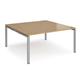Adapt sliding top back to back desks 1600mm x 1200mm - silver frame, oak top