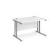 Maestro 25 straight desk 1200mm x 800mm - silver cantilever leg frame, white top