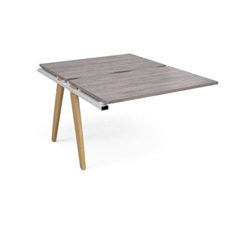 Fuze add on units back to back 1200mm x 1600mm with oak legs - white underframe, grey oak top