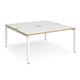 Adapt back to back desks 1600mm x 1600mm - white frame, white top with oak edging