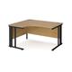 Maestro 25 left hand ergonomic desk 1400mm wide - black cable managed leg frame, oak top