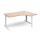 TR10 right hand ergonomic desk 1600mm - white frame, beech top