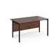 Maestro 25 straight desk 1400mm x 800mm - black H-frame leg, walnut top