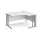 Maestro 25 right hand ergonomic desk 1400mm wide - silver cable managed leg frame, white top