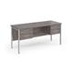 Maestro 25 straight desk 1600mm x 600mm with two x 2 drawer pedestals - silver H-frame leg, grey oak top