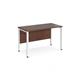 Maestro 25 straight desk 1200mm x 600mm - white bench leg frame, walnut top