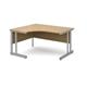 Momento left hand ergonomic desk 1400mm - silver cantilever frame, oak top