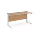 Maestro 25 straight desk 1400mm x 600mm - white cantilever leg frame, beech top