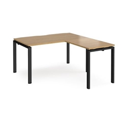 Adapt desk 1400mm x 800mm with 800mm return desk - black frame, oak top