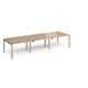 Adapt triple back to back desks 3600mm x 1200mm - silver frame, beech top