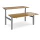 Elev8 Touch sit-stand back-to-back desks 1600mm x 1650mm - silver frame, oak top