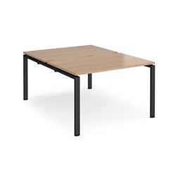 Adapt back to back desks 1200mm x 1600mm - black frame, beech top