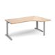 TR10 right hand ergonomic desk 1800mm - silver frame, beech top