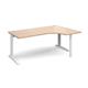 TR10 right hand ergonomic desk 1800mm - white frame, beech top