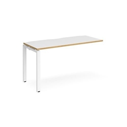 Adapt add on unit single 1400mm x 600mm - white frame, white top with oak edging