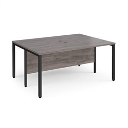 Maestro 25 back to back straight desks 1600mm x 1200mm - black bench leg frame, grey oak top