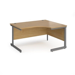 Contract 25 right hand ergonomic desk with graphite cantilever leg 1400mm - oak top