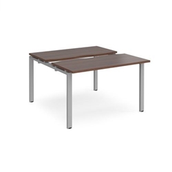 Adapt sliding top back to back desks 1200mm x 1200mm - silver frame, walnut top