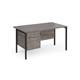 Maestro 25 straight desk 1400mm x 800mm with 2 drawer pedestal - black H-frame leg, grey oak top