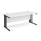 Maestro 25 straight desk 1800mm x 800mm - black cable managed leg frame, white top